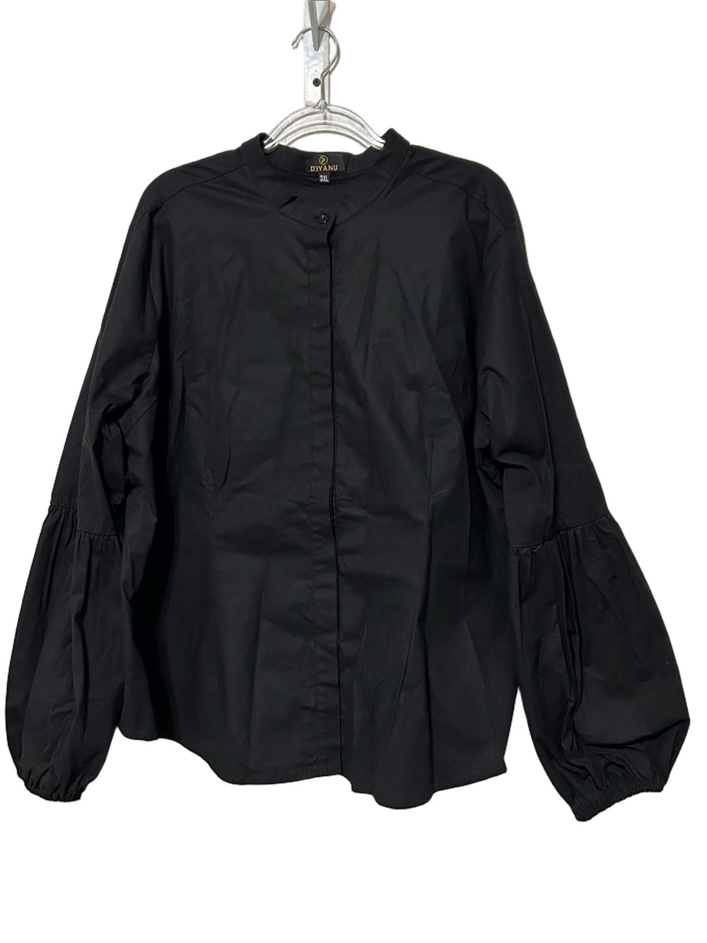 🎒Diyanu Black Button-Down Balloon Sleeve Shirt size 3XL GUC